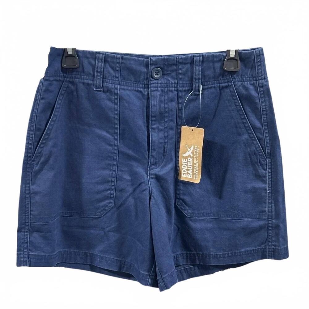 NEW EDDIE BAUER women's utility canvas stretch cotton shorts in navy